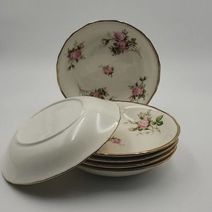 Vintage Bowls rose Fine China 6pc pink Rose China